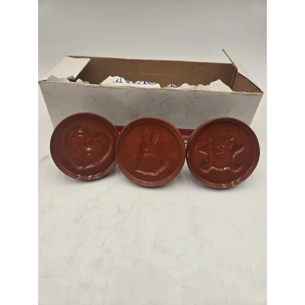 House of Lloyd Ceramic Cookie Stamps Set of 3 Heart Bunny Teddy Bear Vintage